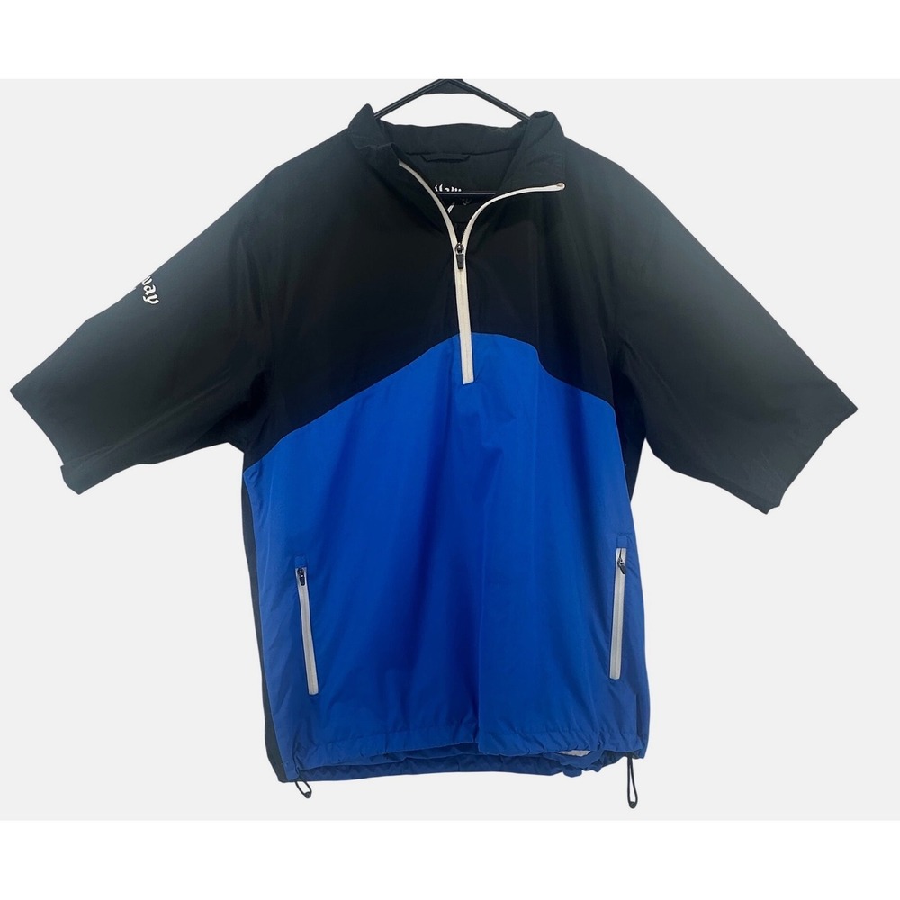 Callaway Mens Short Sleeve Quarter Zip Golf Windbreaker Jacket Blue Black Large